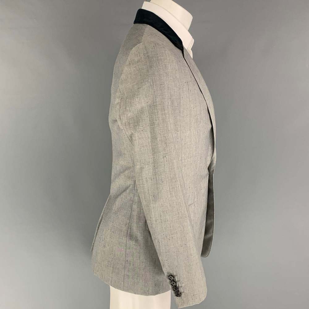 LANVIN Regular Light Grey Heather Wool Notch Lapel Sport Coat - Picture 2 of 7